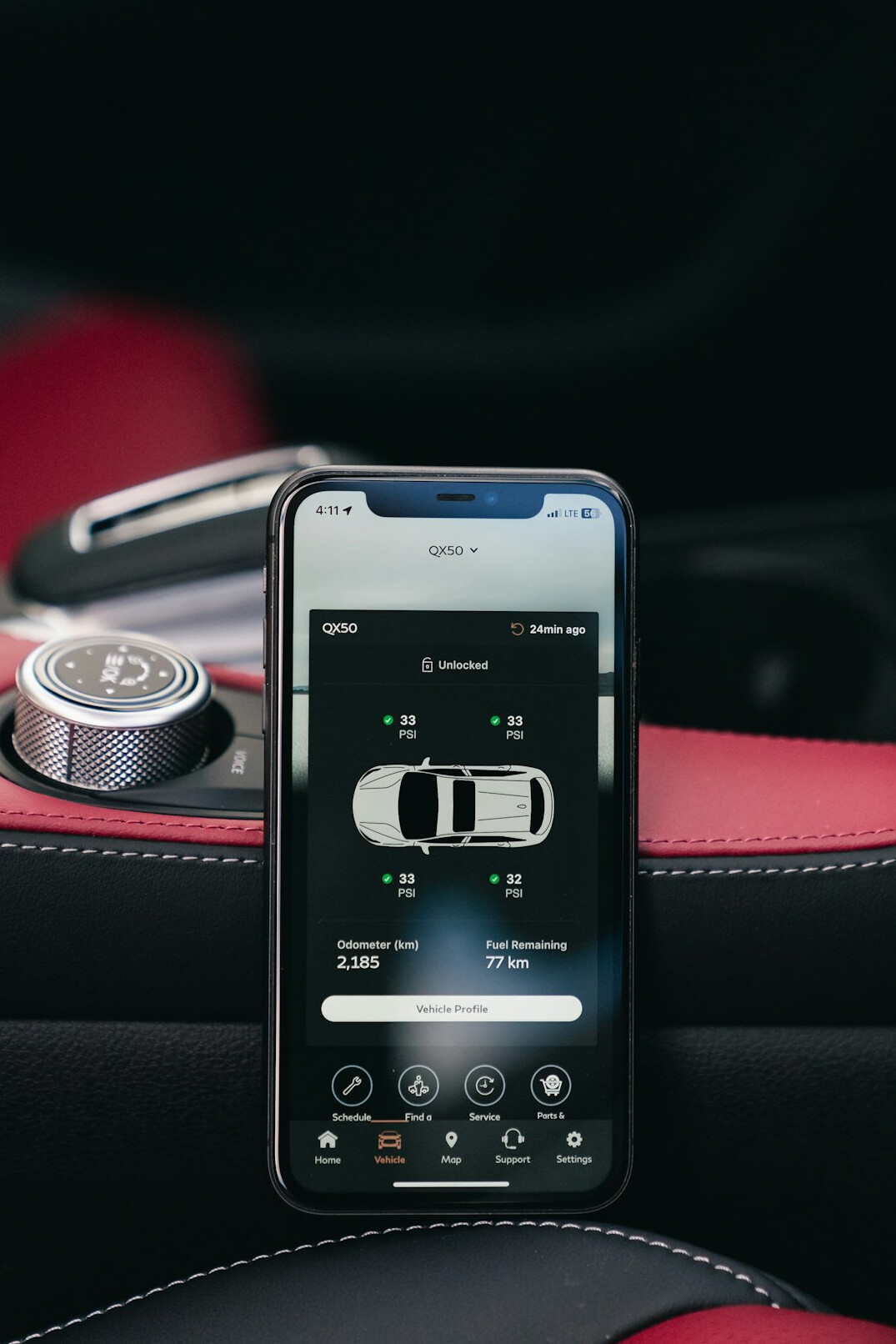 car rental app interface