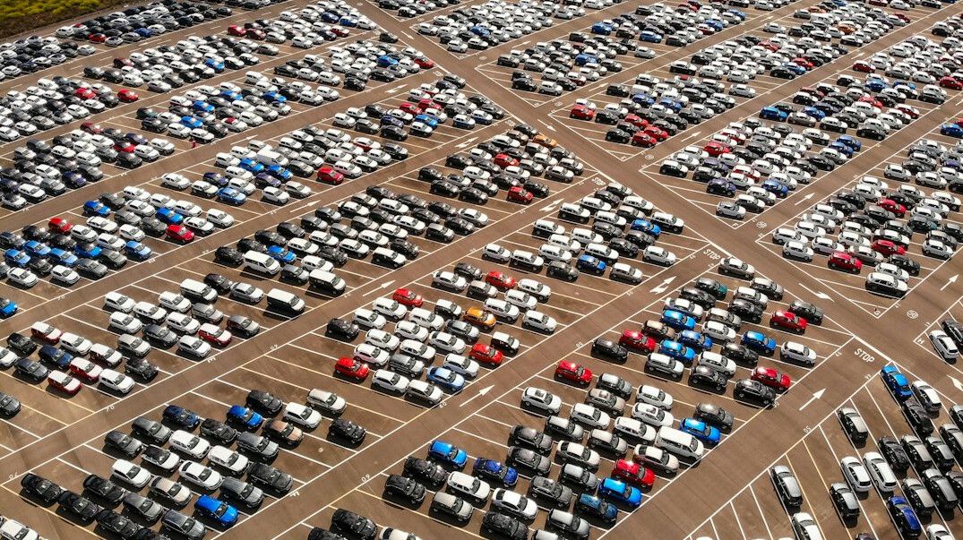 car rental fleet parked